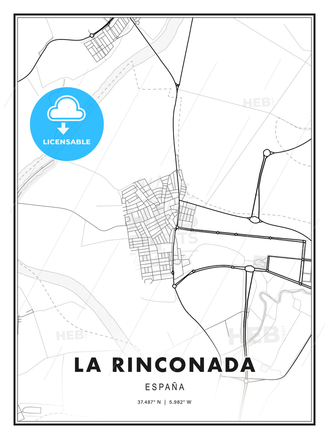 La Rinconada, Spain, Modern Print Template in Various Formats - HEBSTREITS Sketches