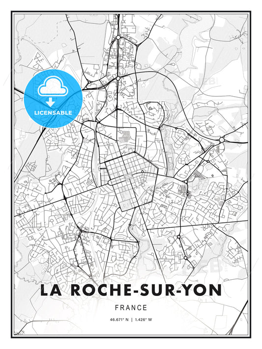 La Roche-sur-Yon, France, Modern Print Template in Various Formats - HEBSTREITS Sketches