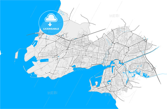 La Rochelle, Charente-Maritime, France, high quality vector map