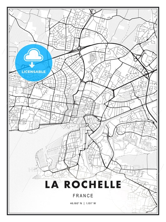 La Rochelle, France, Modern Print Template in Various Formats - HEBSTREITS Sketches