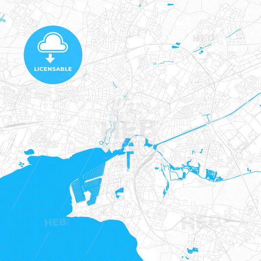 La Rochelle, France PDF vector map with water in focus