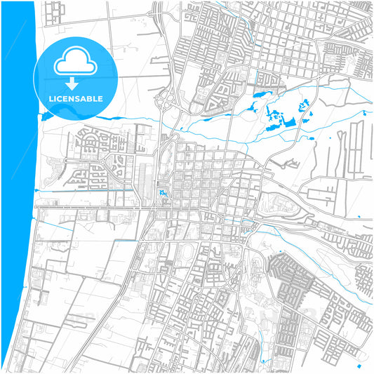 La Serena, Chile, city map with high quality roads.