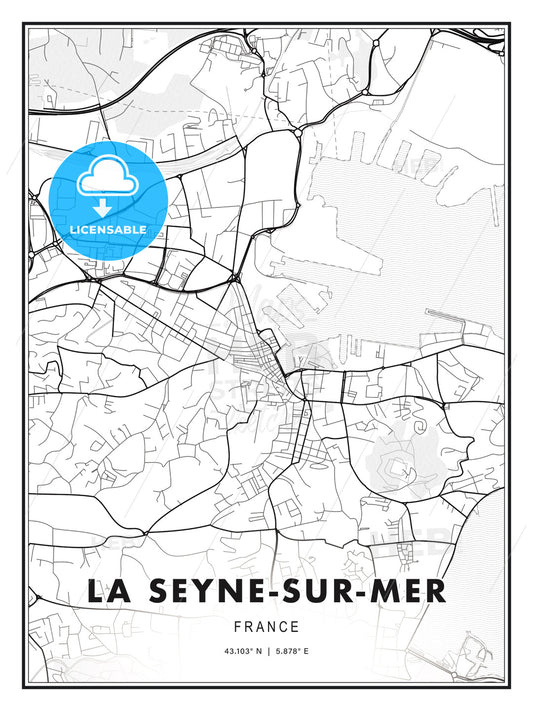 La Seyne-sur-Mer, France, Modern Print Template in Various Formats - HEBSTREITS Sketches