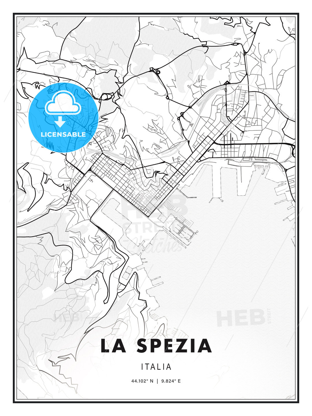La Spezia, Italy, Modern Print Template in Various Formats - HEBSTREITS Sketches