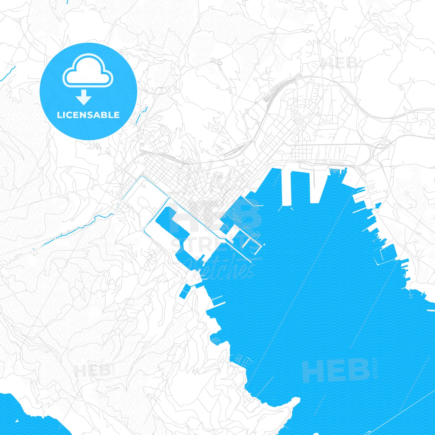 La Spezia, Italy PDF vector map with water in focus