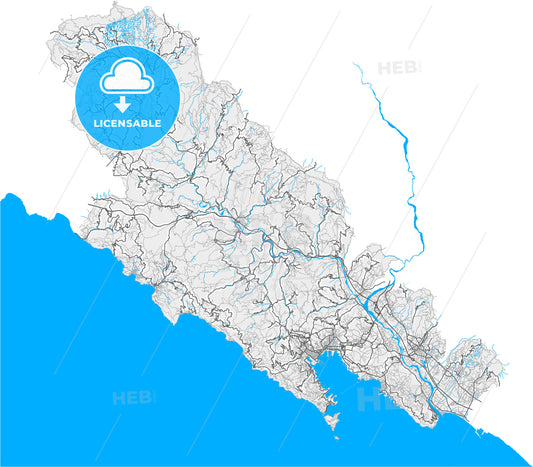 La Spezia, Liguria, Italy, high quality vector map