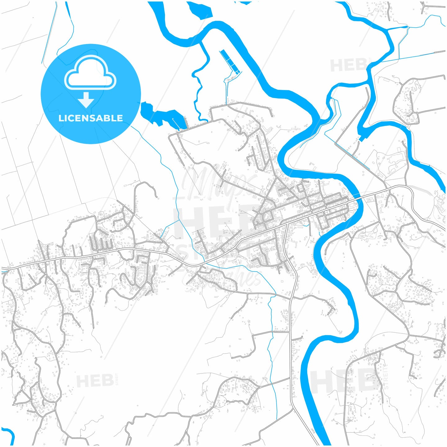 Labasa, Fiji, city map with high quality roads.