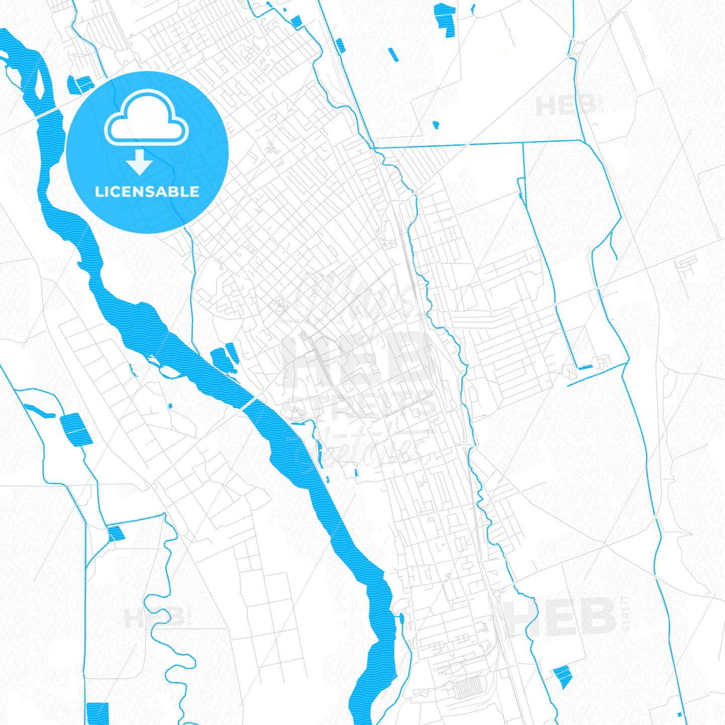 Labinsk, Russia PDF vector map with water in focus