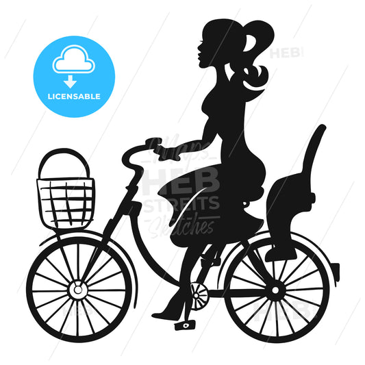 Lady on Bike wit Basket and Children Seat – instant download