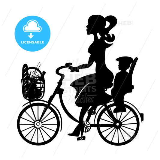 Lady with Baby Child on Bicycle – instant download