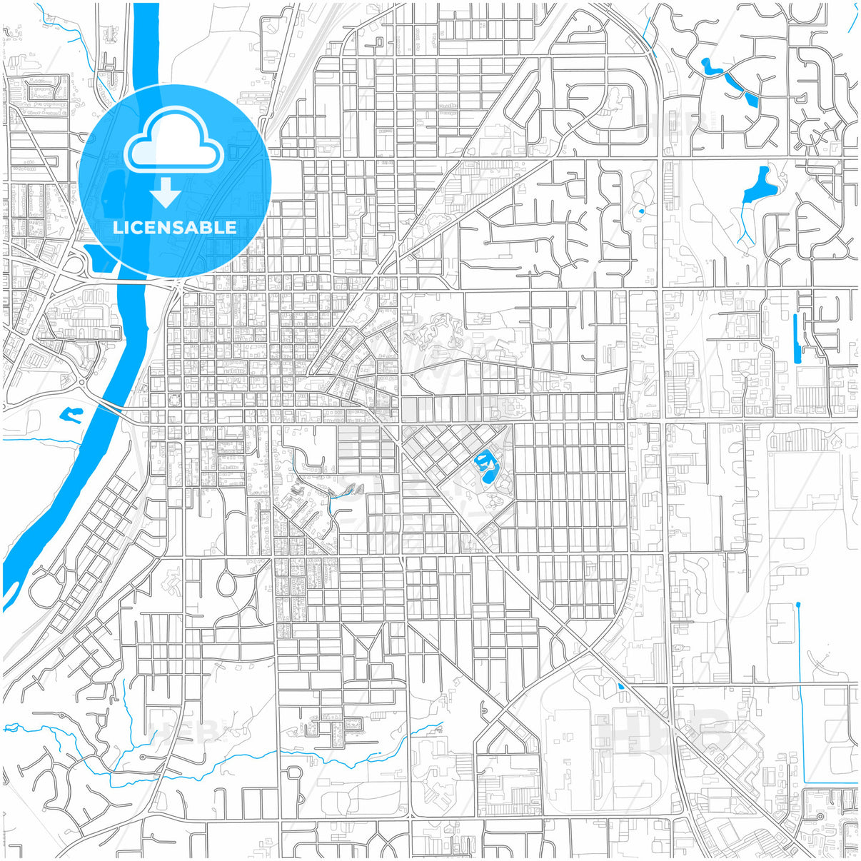 Lafayette, Indiana, United States, city map with high resolution roads ...