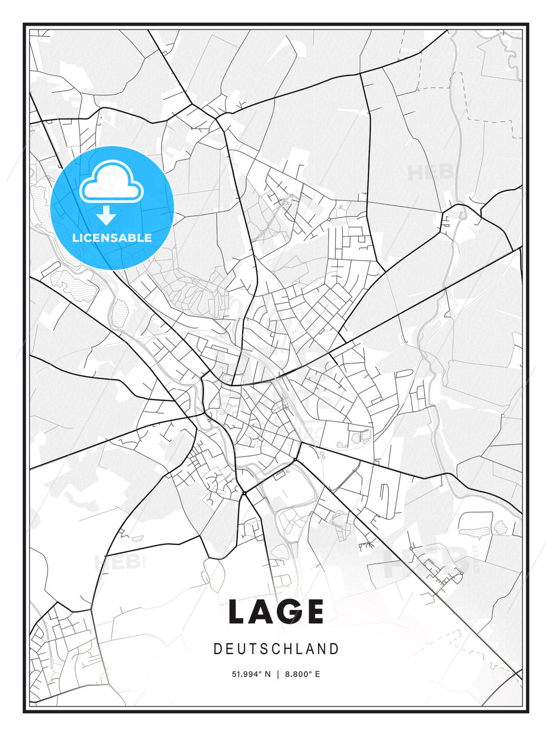 Lage, Germany, Modern Print Template in Various Formats - HEBSTREITS Sketches