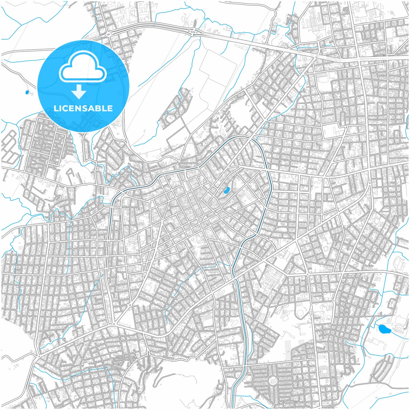 Lages, Brazil, city map with high quality roads.