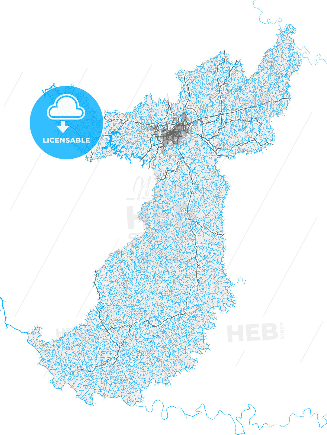 Lages, Brazil, high quality vector map