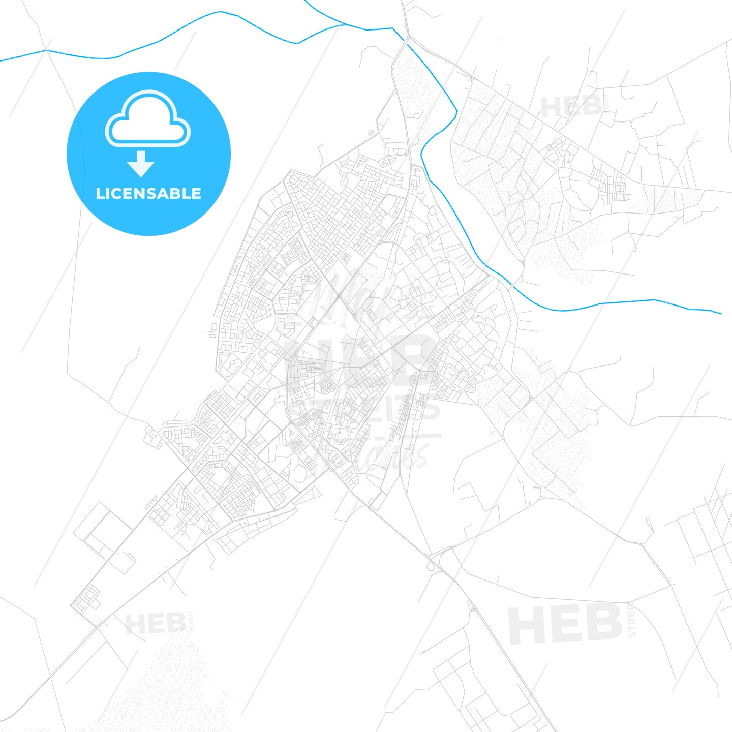 Laghouat, Algeria PDF vector map with water in focus