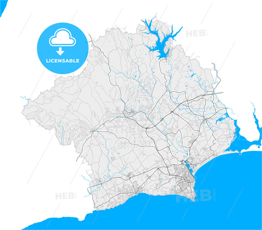 Lagos, Faro, Portugal, high quality vector map