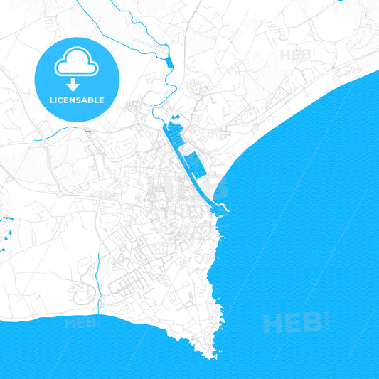 Lagos, Portugal PDF vector map with water in focus