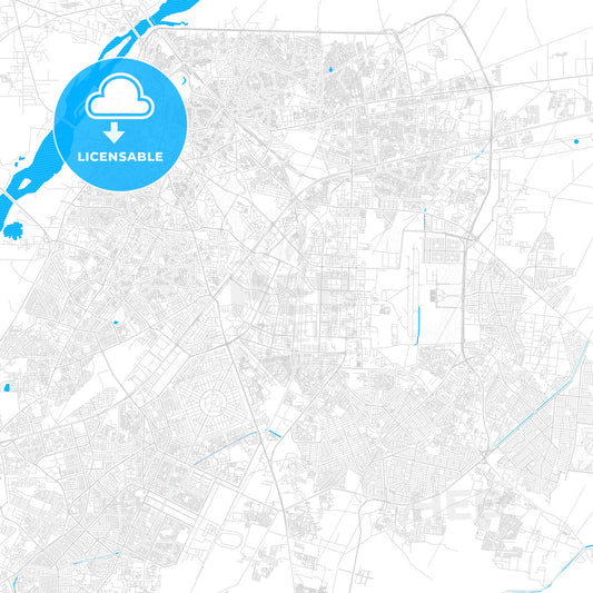 Lahore, Pakistan PDF vector map with water in focus
