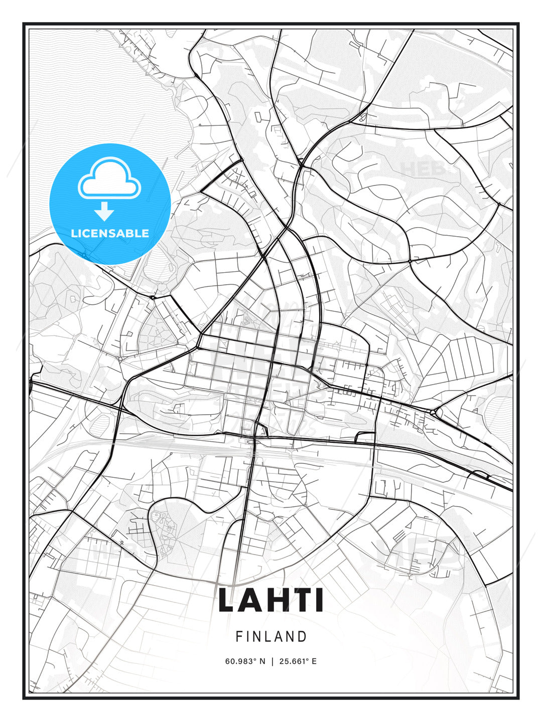 Lahti, Finland, Modern Print Template in Various Formats - HEBSTREITS Sketches