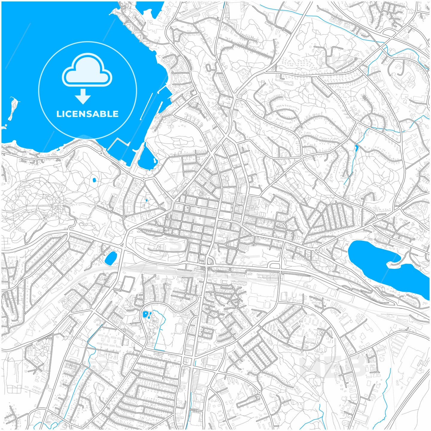 Lahti, Finland, city map with high quality roads.