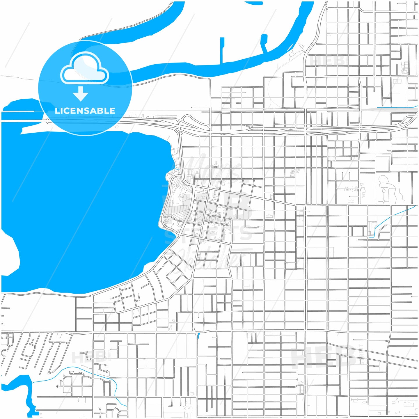 Lake Charles, Louisiana, United States, city map with high quality roads.