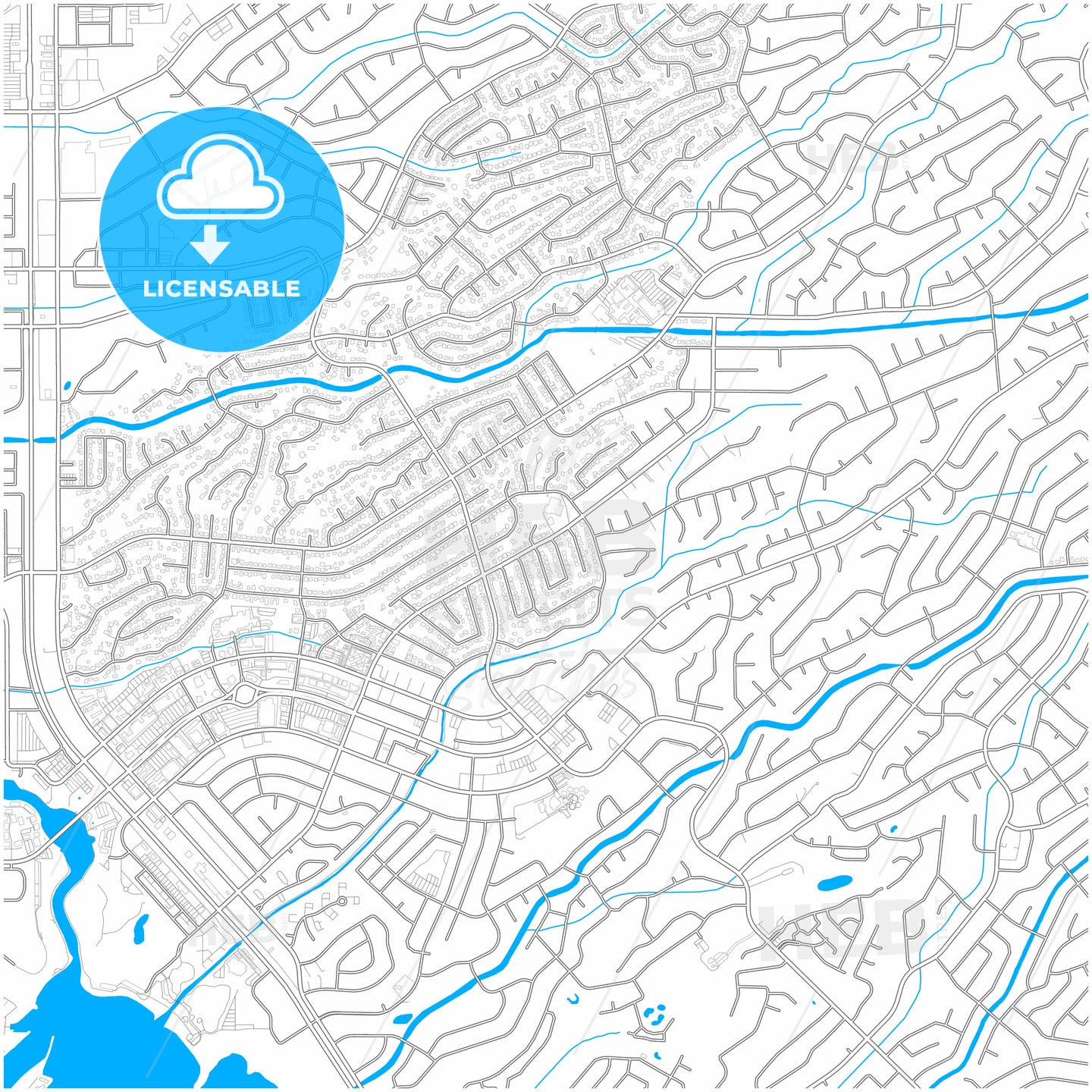 Lake Havasu City, Arizona, United States, city map with high quality roads.