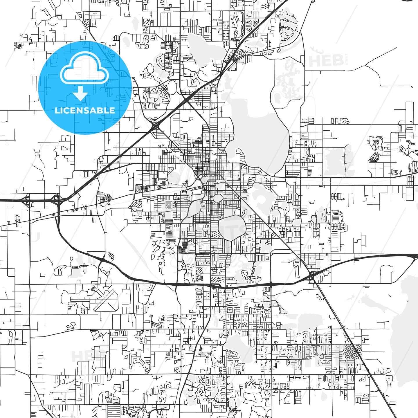 Lakeland, Florida - Area Map - Light