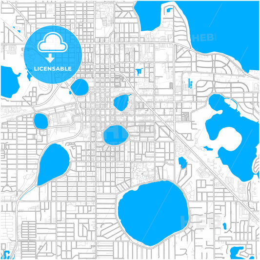 Lakeland, Florida, United States, city map with high quality roads.