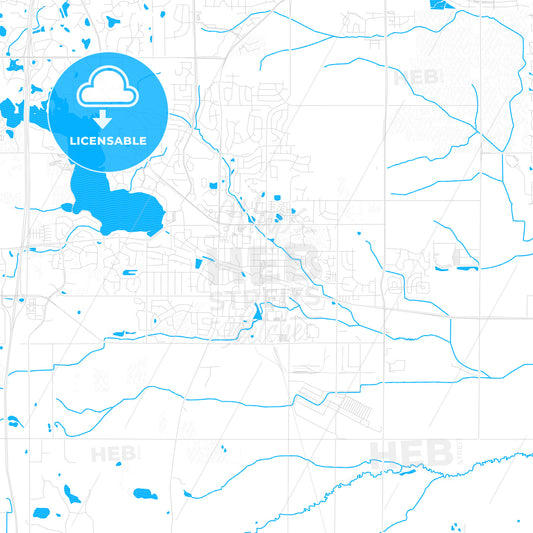 Lakeville, Minnesota, United States, PDF vector map with water in focus