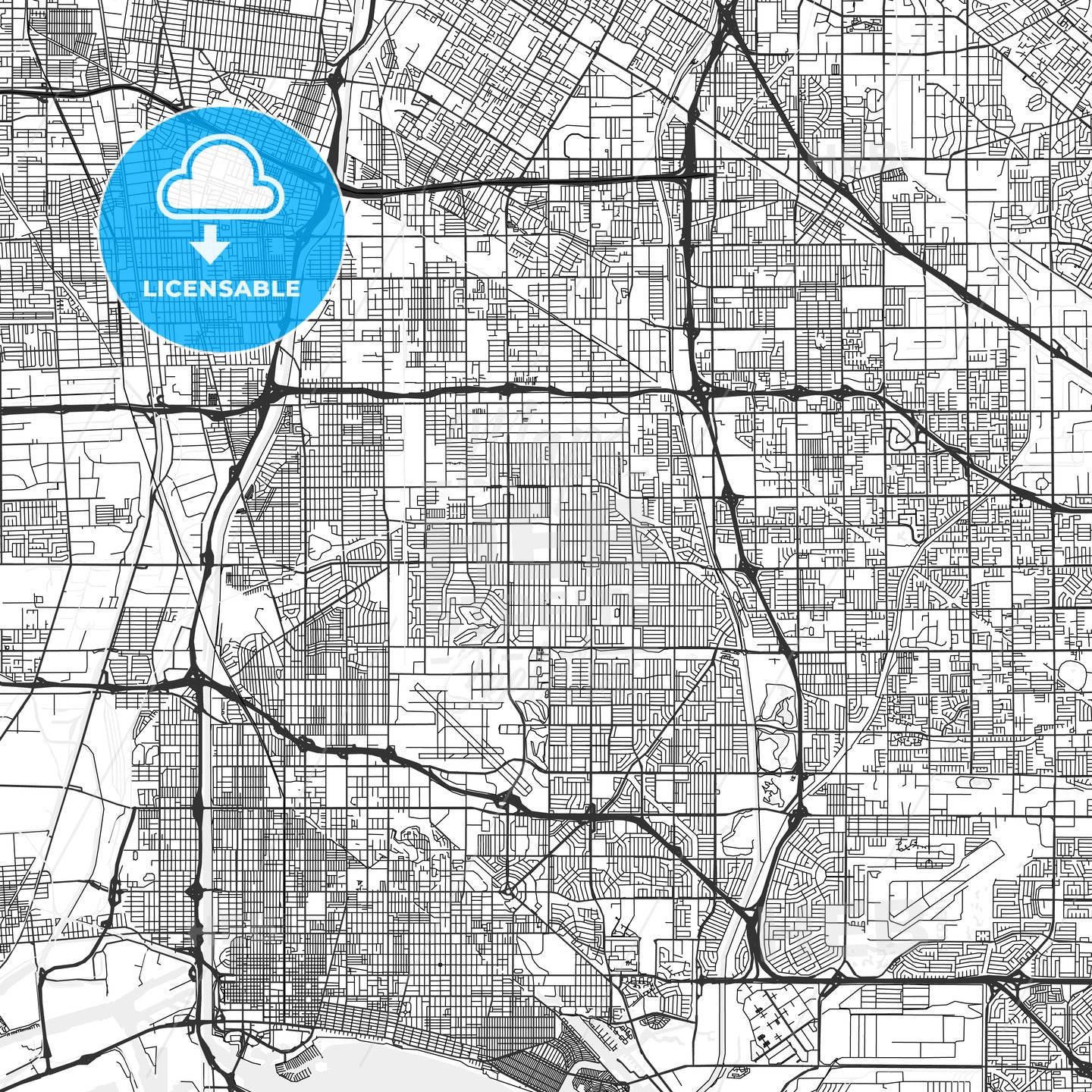 Lakewood, California - Area Map - Light
