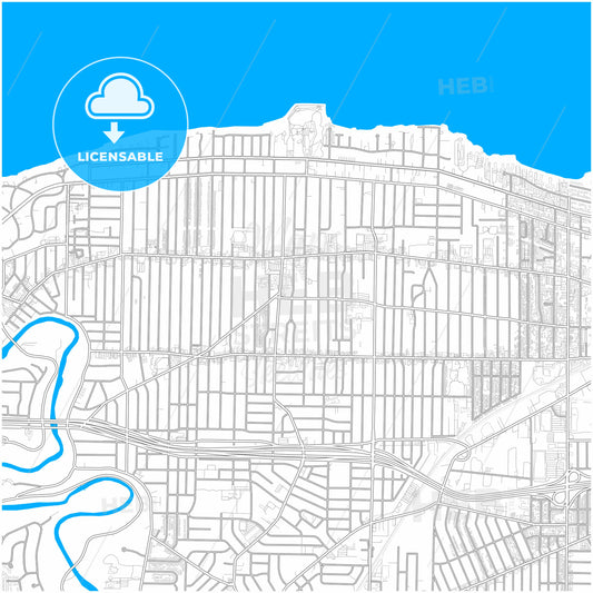 Lakewood, Ohio, United States, city map with high quality roads.