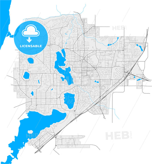 Lakewood, Washington, United States, high quality vector map