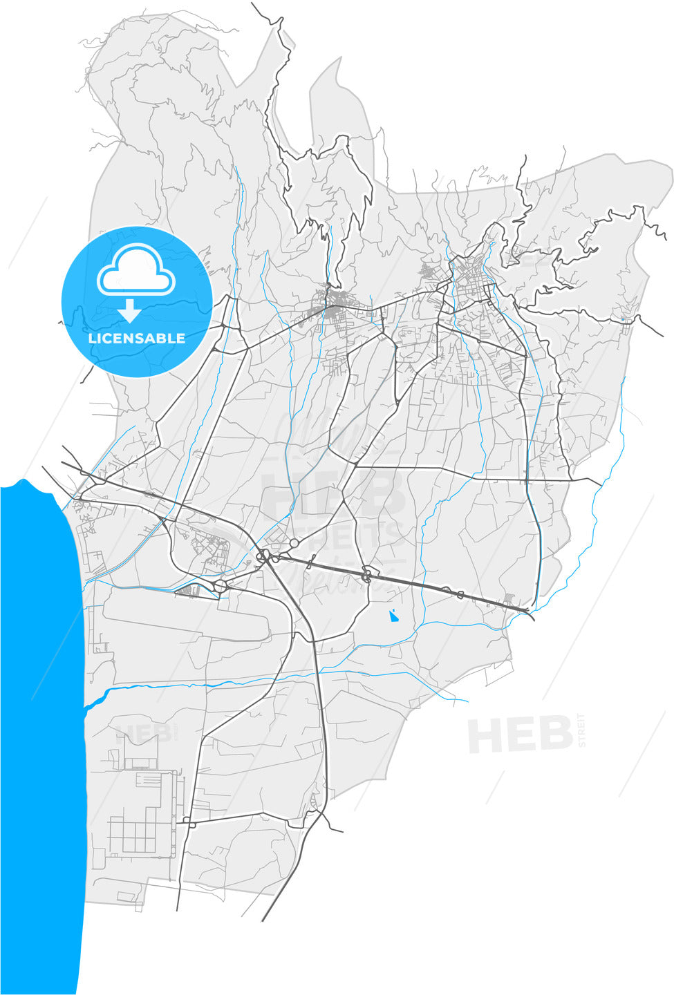 Lamezia Terme, Calabria, Italy, high quality vector map