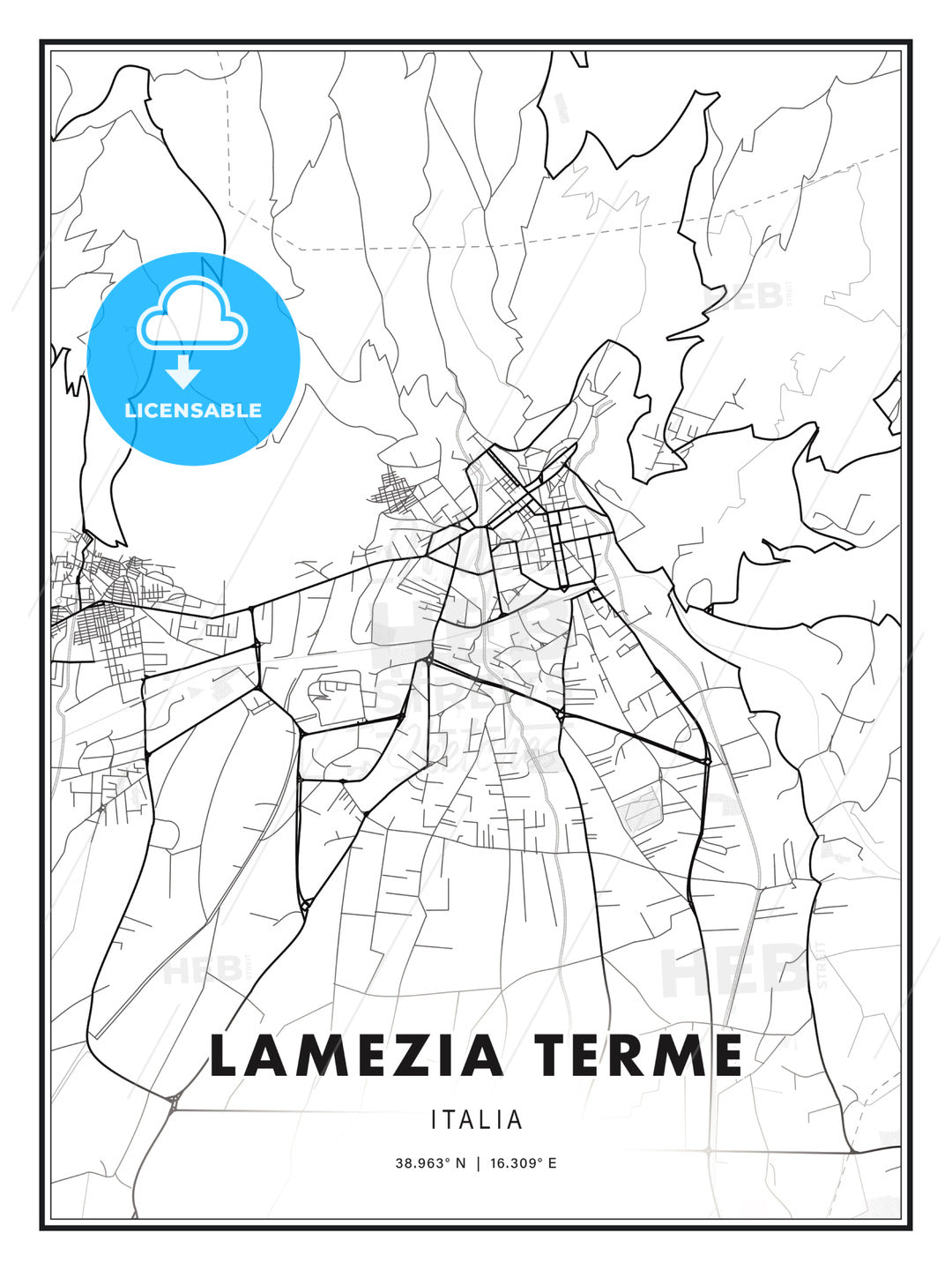 Lamezia Terme, Italy, Modern Print Template in Various Formats - HEBSTREITS Sketches