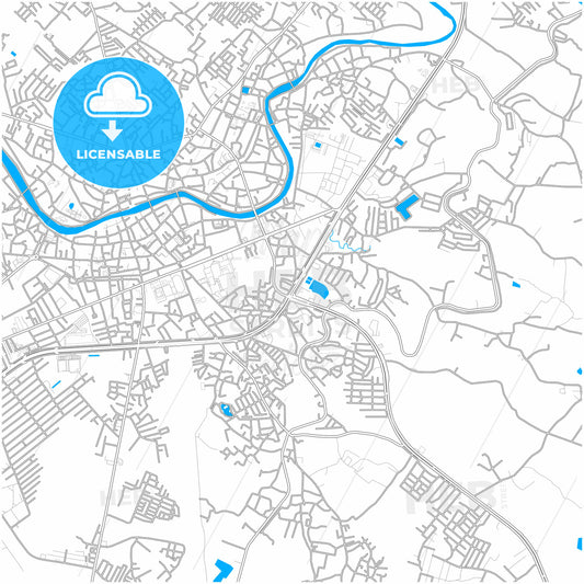 Lampang, Lampang, Thailand, city map with high quality roads.