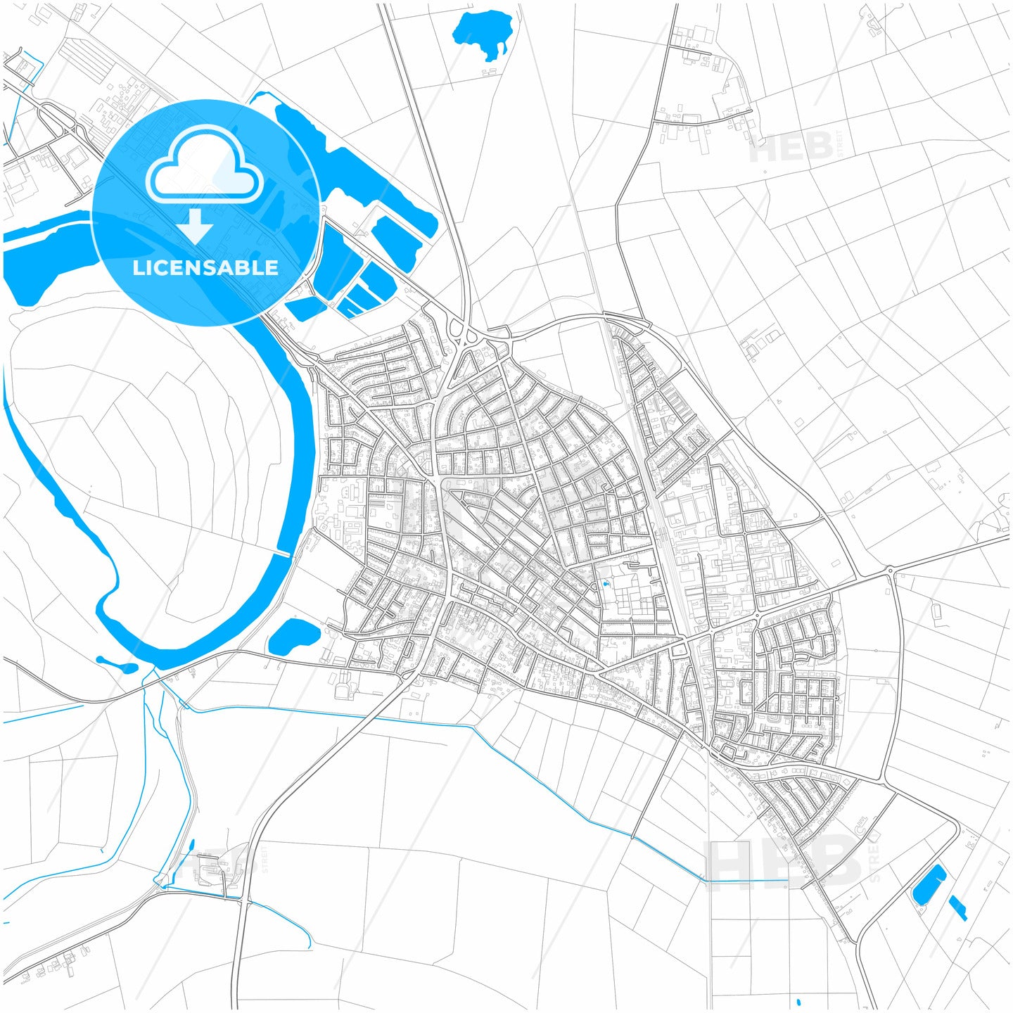 Lampertheim, Hesse, Germany, city map with high quality roads.