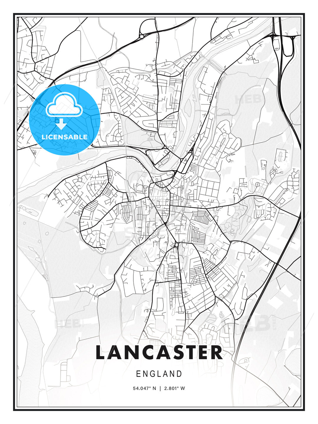 Lancaster, England, Modern Print Template in Various Formats - HEBSTREITS Sketches