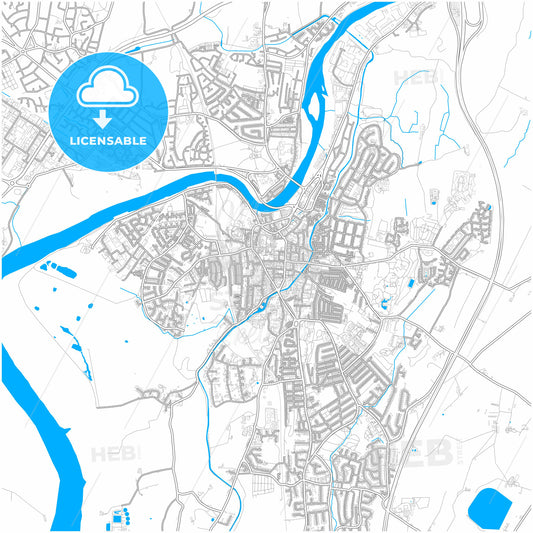 Lancaster, North West England, England, city map with high quality roads.