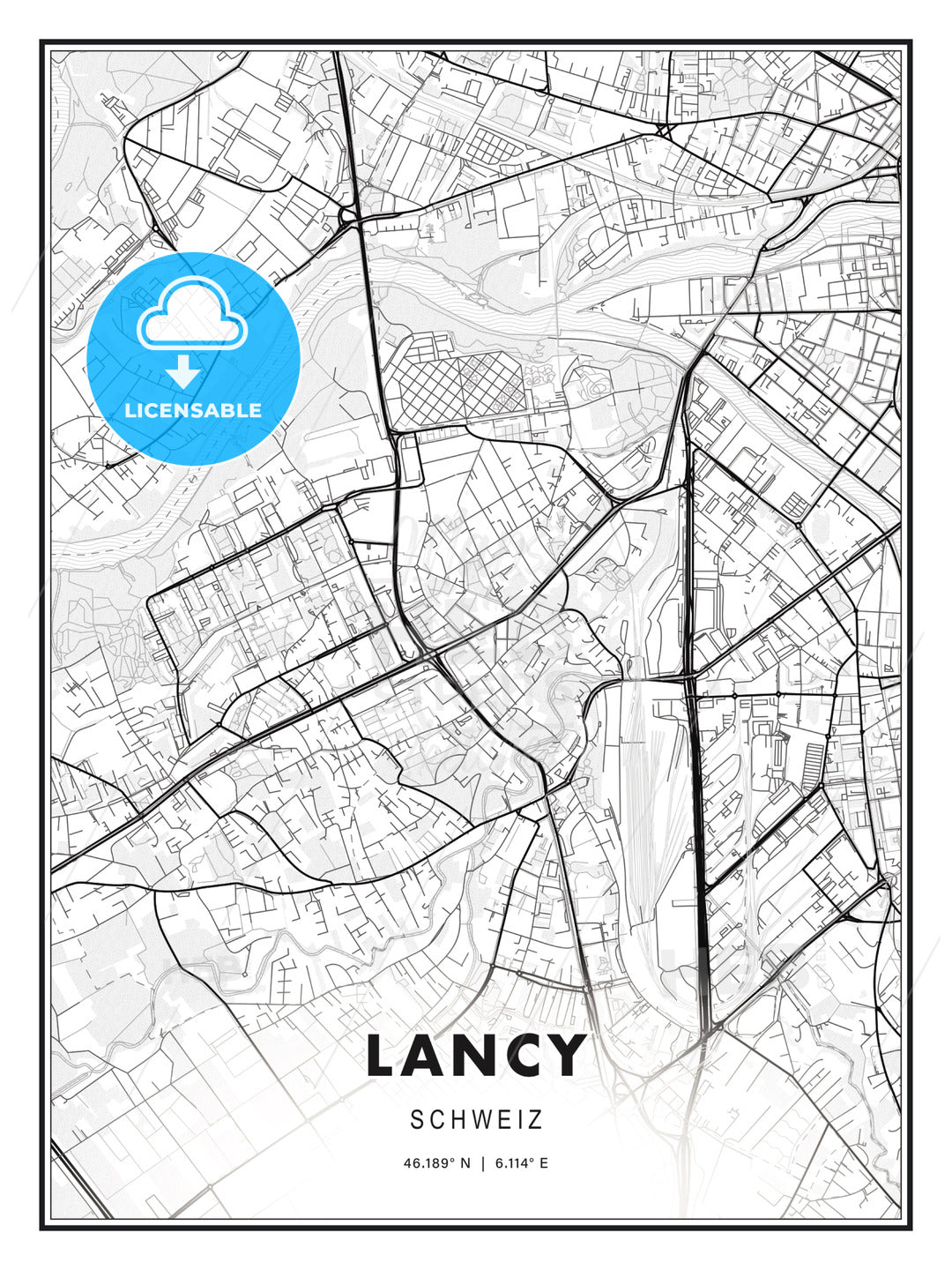 Lancy, Switzerland, Modern Print Template in Various Formats - HEBSTREITS Sketches