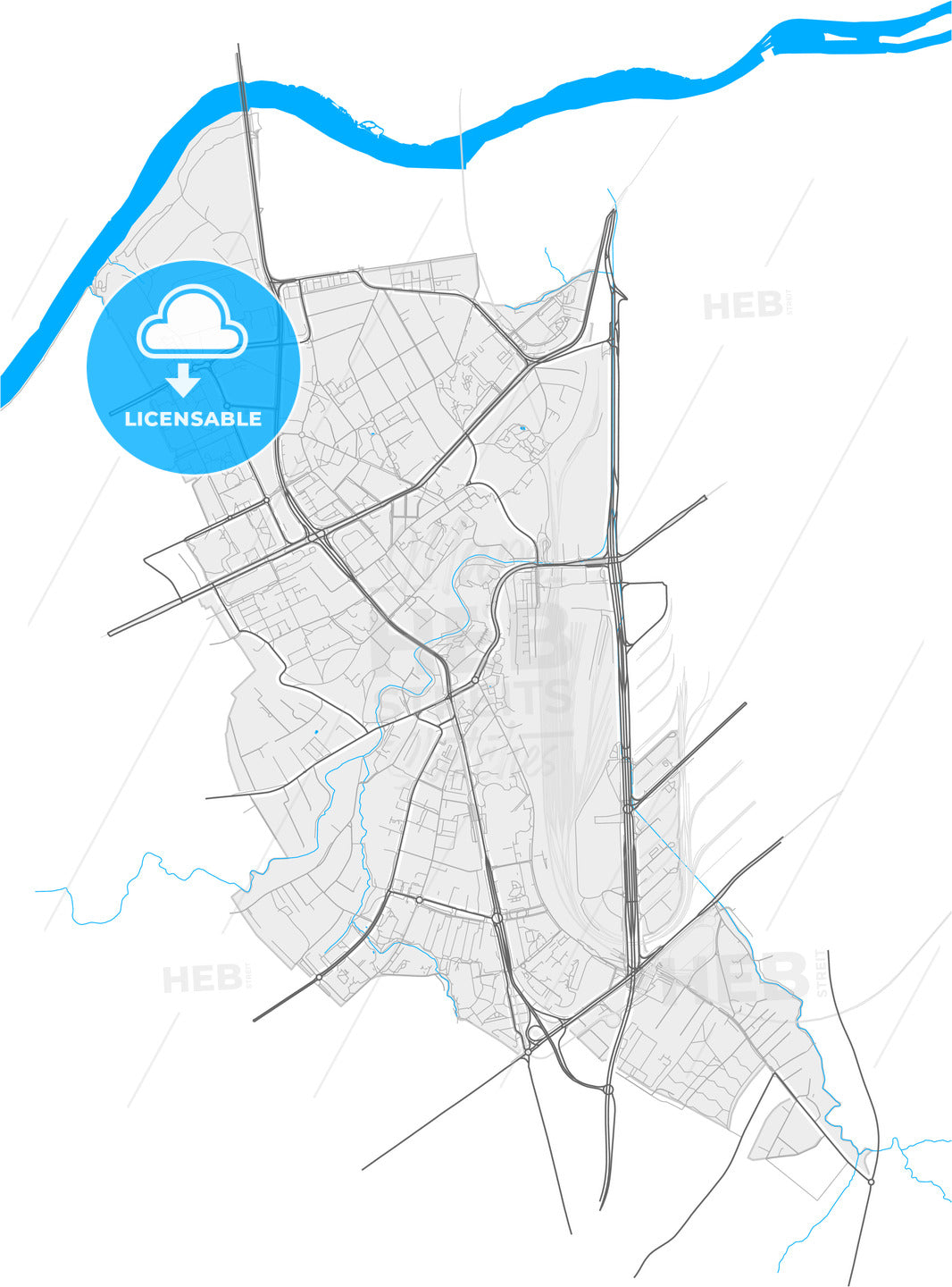 Lancy, Switzerland, high quality vector map