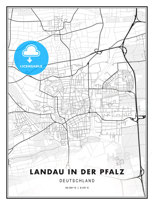 Landau in der Pfalz, Germany, Modern Print Template in Various Formats - HEBSTREITS Sketches