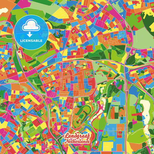Landgraaf, Netherlands Crazy Colorful Street Map Poster Template - HEBSTREITS Sketches