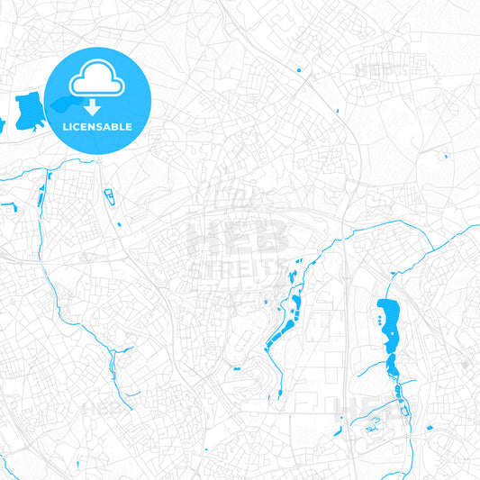 Landgraaf, Netherlands PDF vector map with water in focus