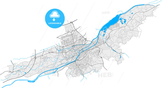 Landshut, Bavaria, Germany, high quality vector map