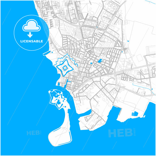 Landskrona, Sweden, city map with high quality roads.