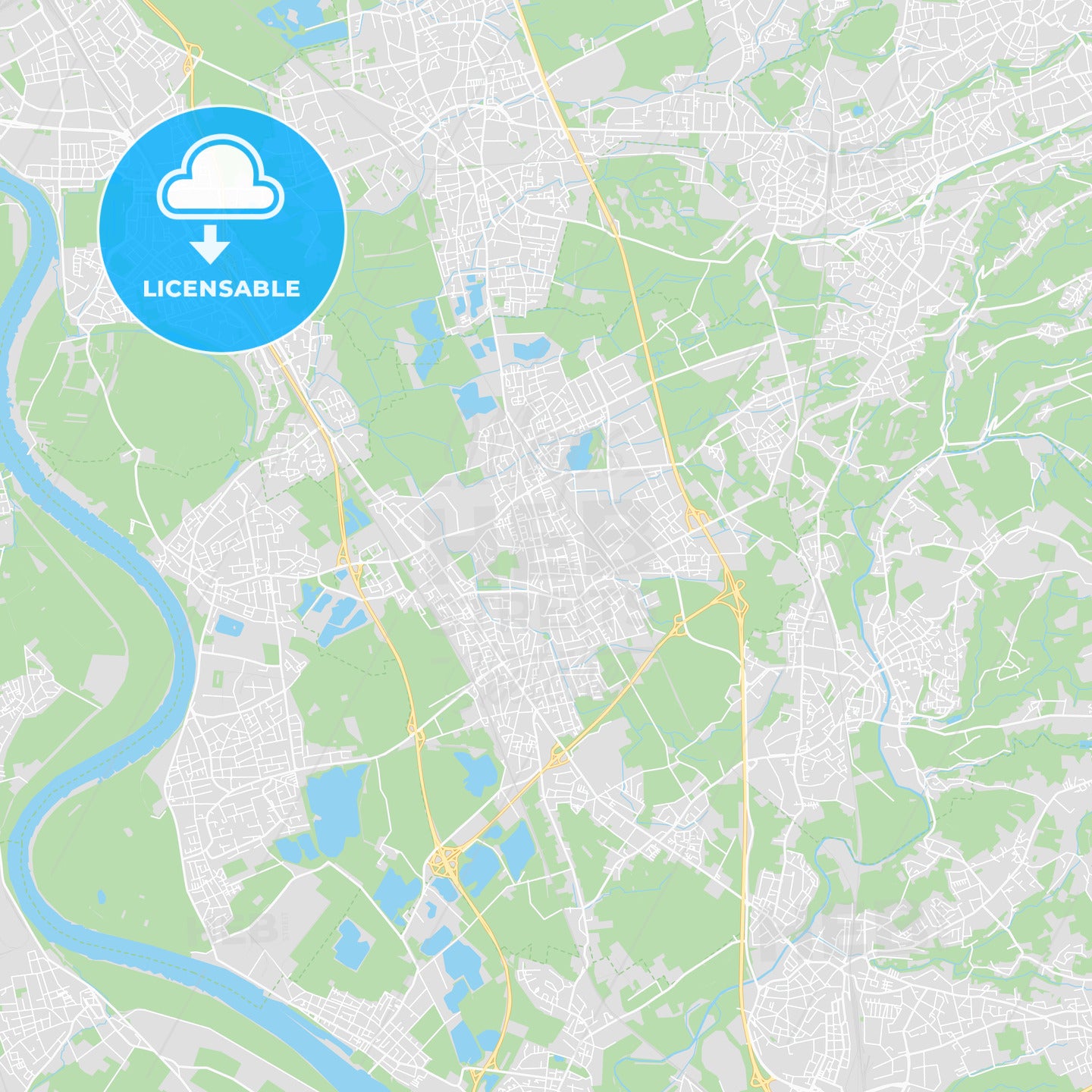 Langenfeld (Rheinland), Germany printable street map