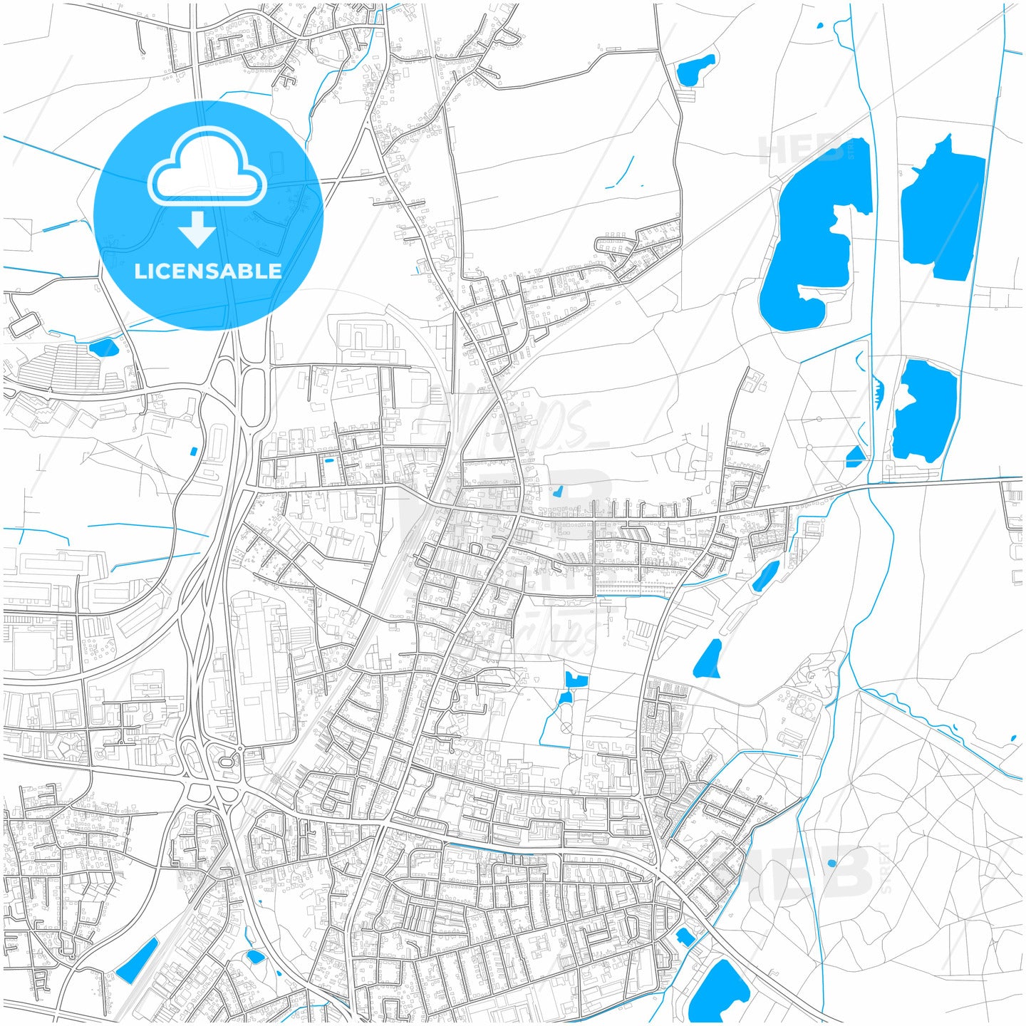 Langenhagen, Lower Saxony, Germany, city map with high quality roads.