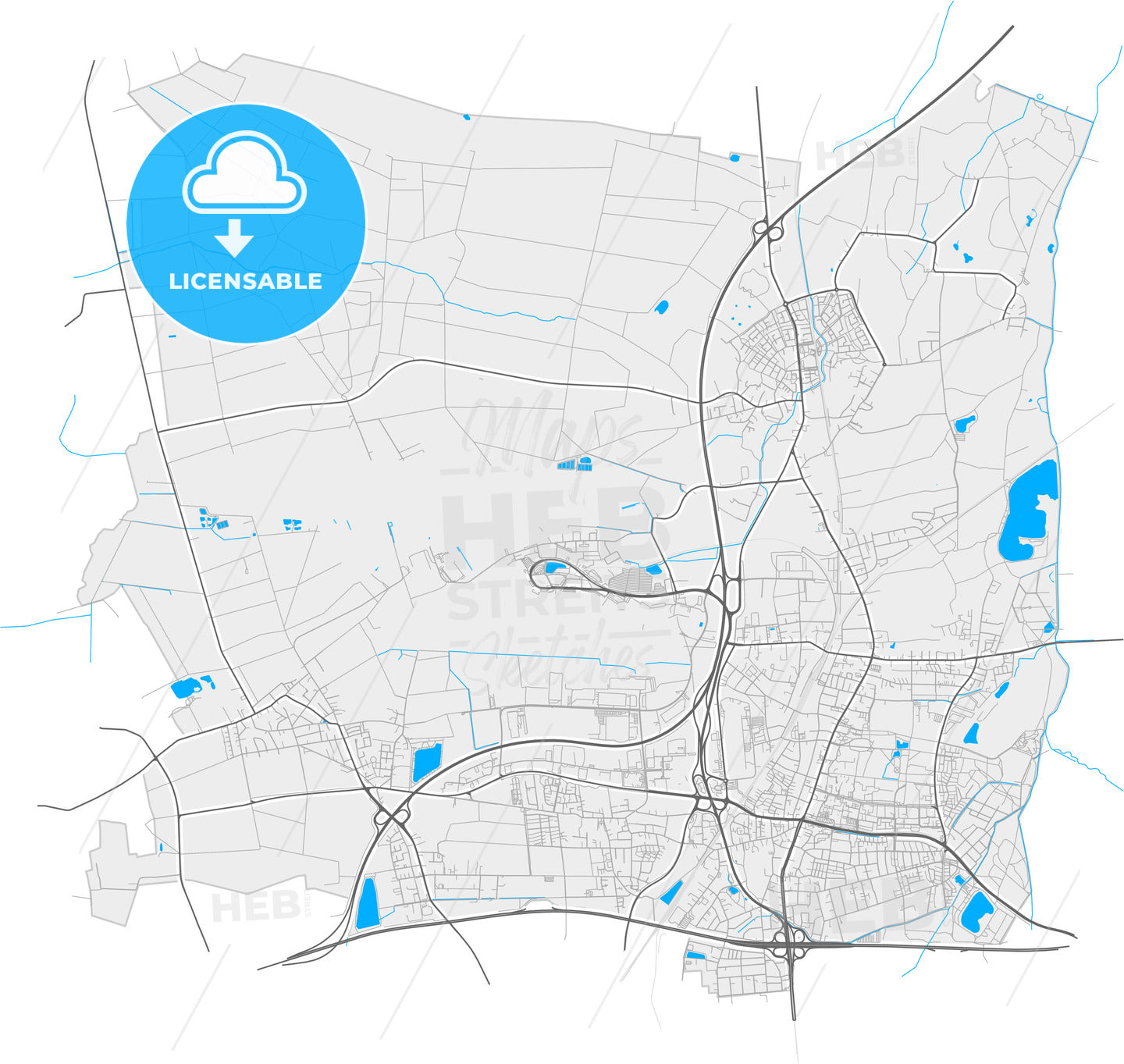 Langenhagen, Lower Saxony, Germany, high quality vector map