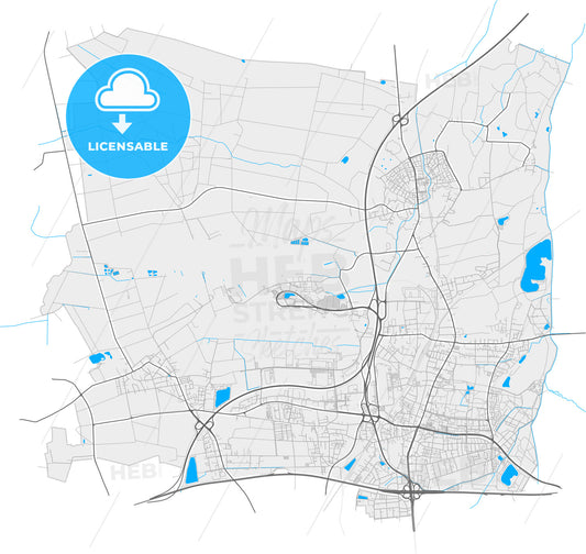 Langenhagen, Lower Saxony, Germany, high quality vector map