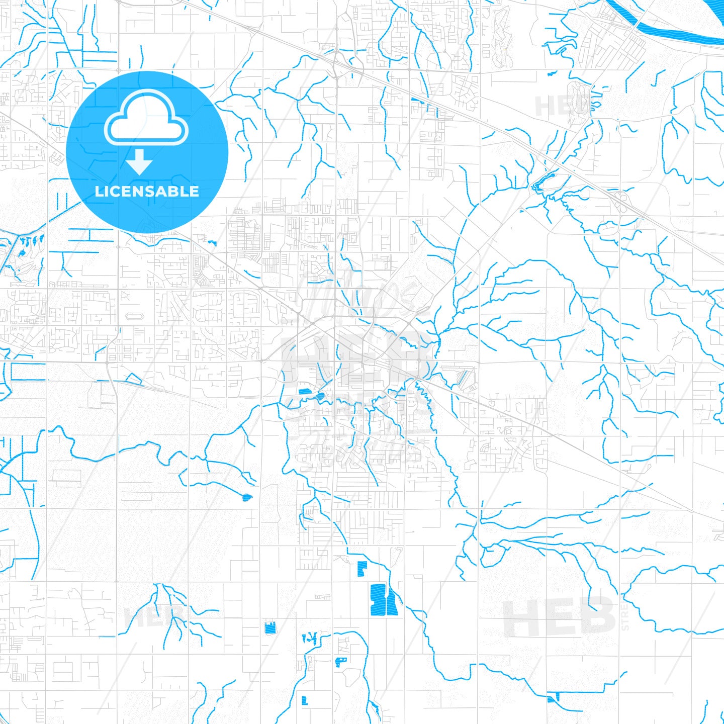 Langley, Canada PDF vector map with water in focus